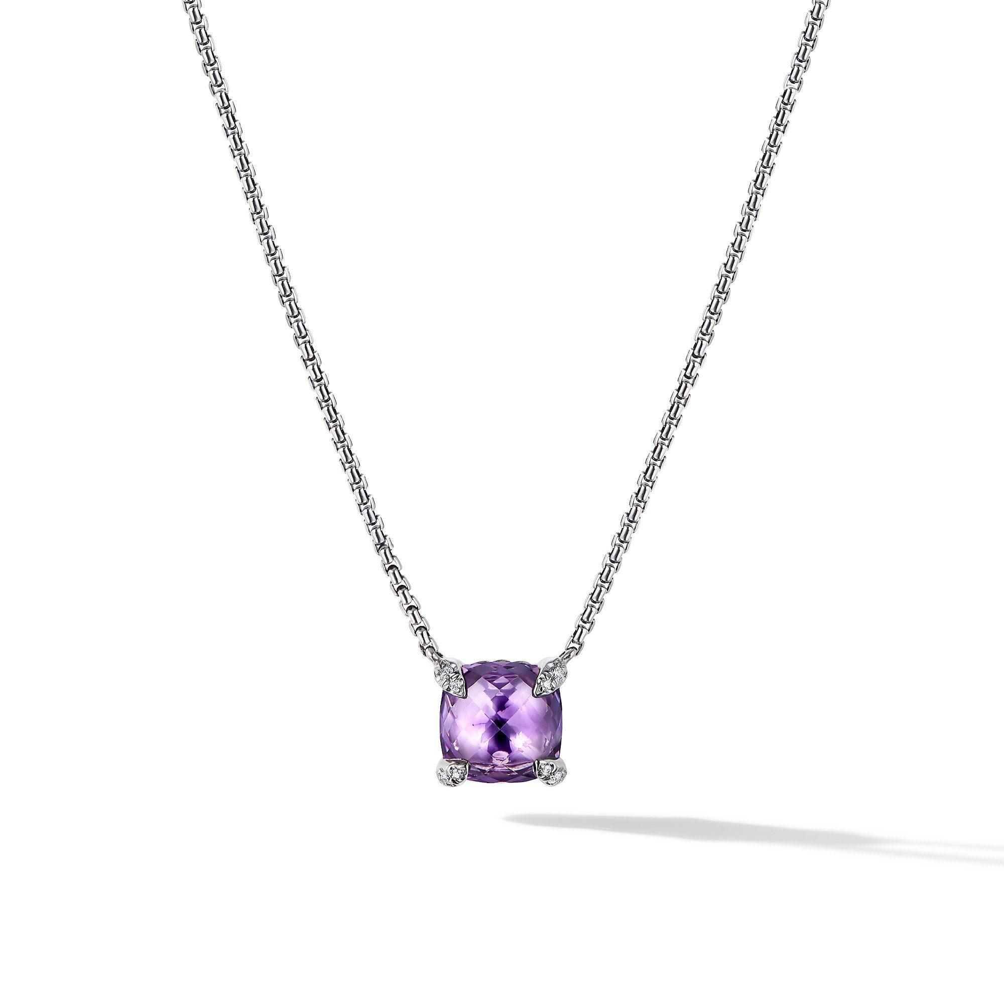 David Yurman Petite Chatelaine Pendant Necklace with Amethyst and Diamonds