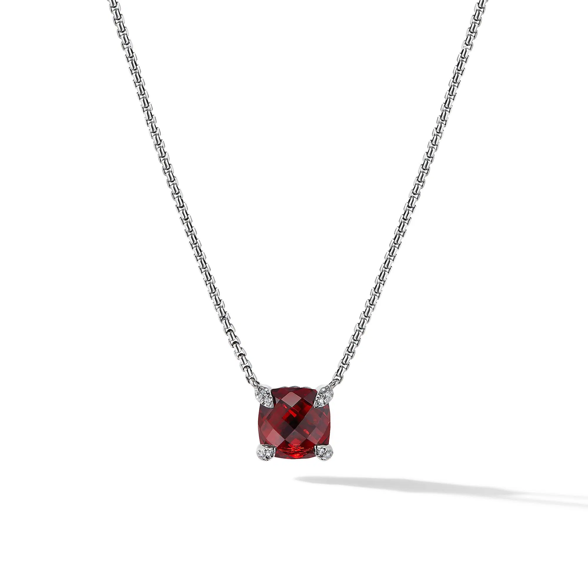 David Yurman Petite Chatelaine Pendant Necklace with Rhodolite Garnet and Diamonds