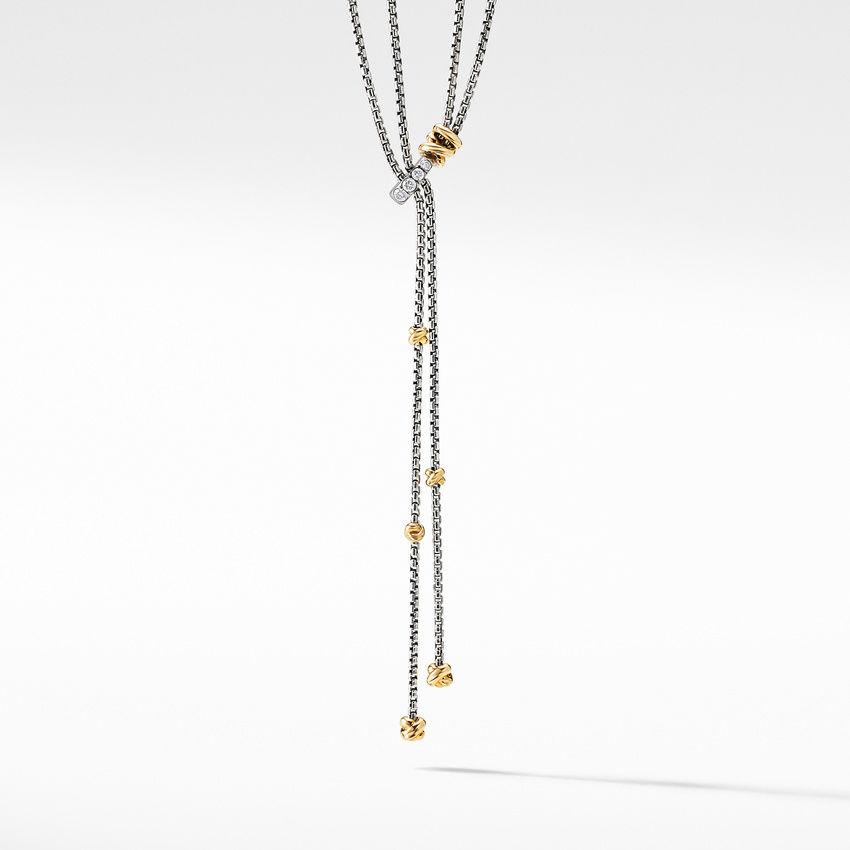 David Yurman Petite Helena Y Lariat Necklace with 18k Yellow Gold and Diamonds