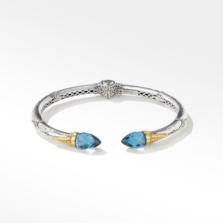 Konstantino Anthos Collection Hinged Cuff Bracelet with Blue Spinel 3
