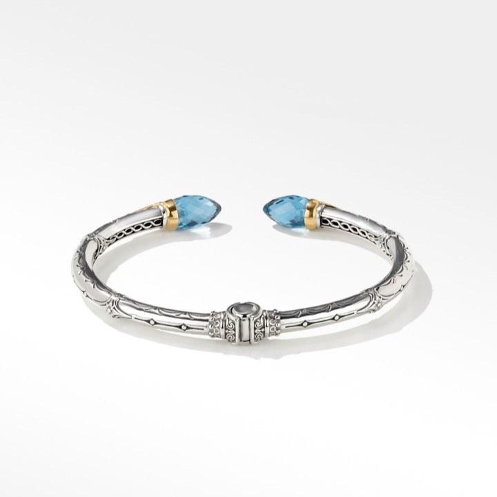 Konstantino Anthos Collection Hinged Cuff Bracelet with Blue Spinel 4