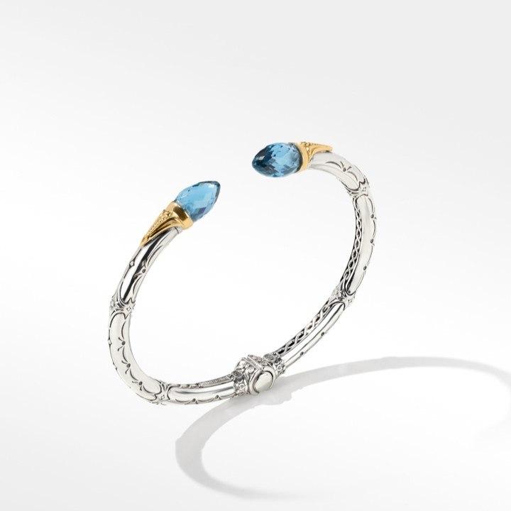 Konstantino Anthos Collection Hinged Cuff Bracelet with Blue Spinel 2