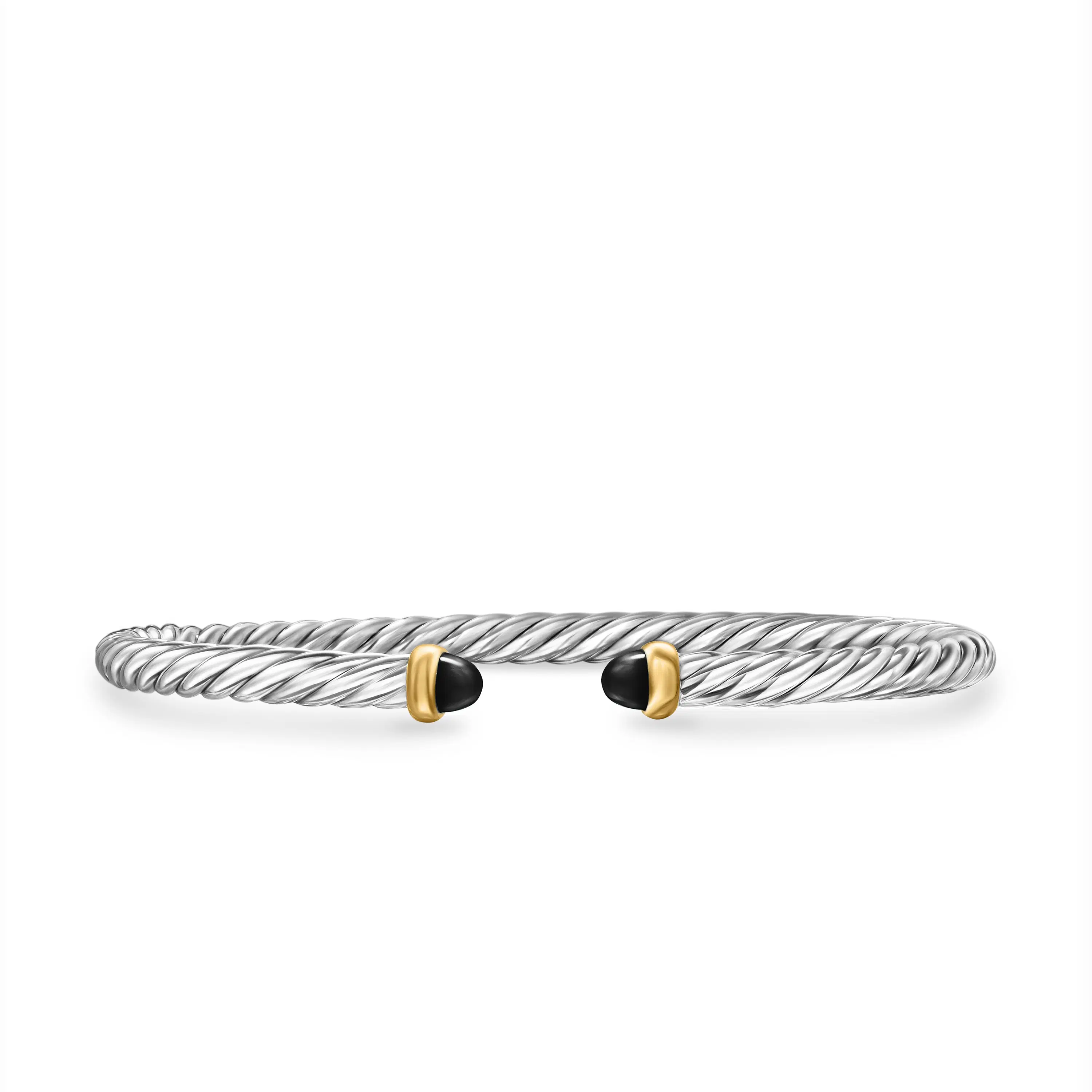 David Yurman Cable Flex Sterling Silver Bracelet with Black Onyx, Size Large 0