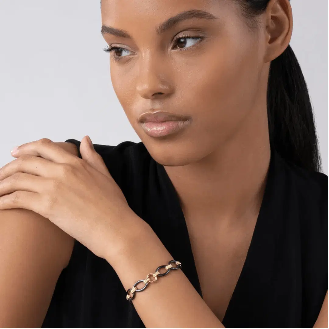Lagos Meridian 18k Gold and Black Ceramic Link Bracelet 1