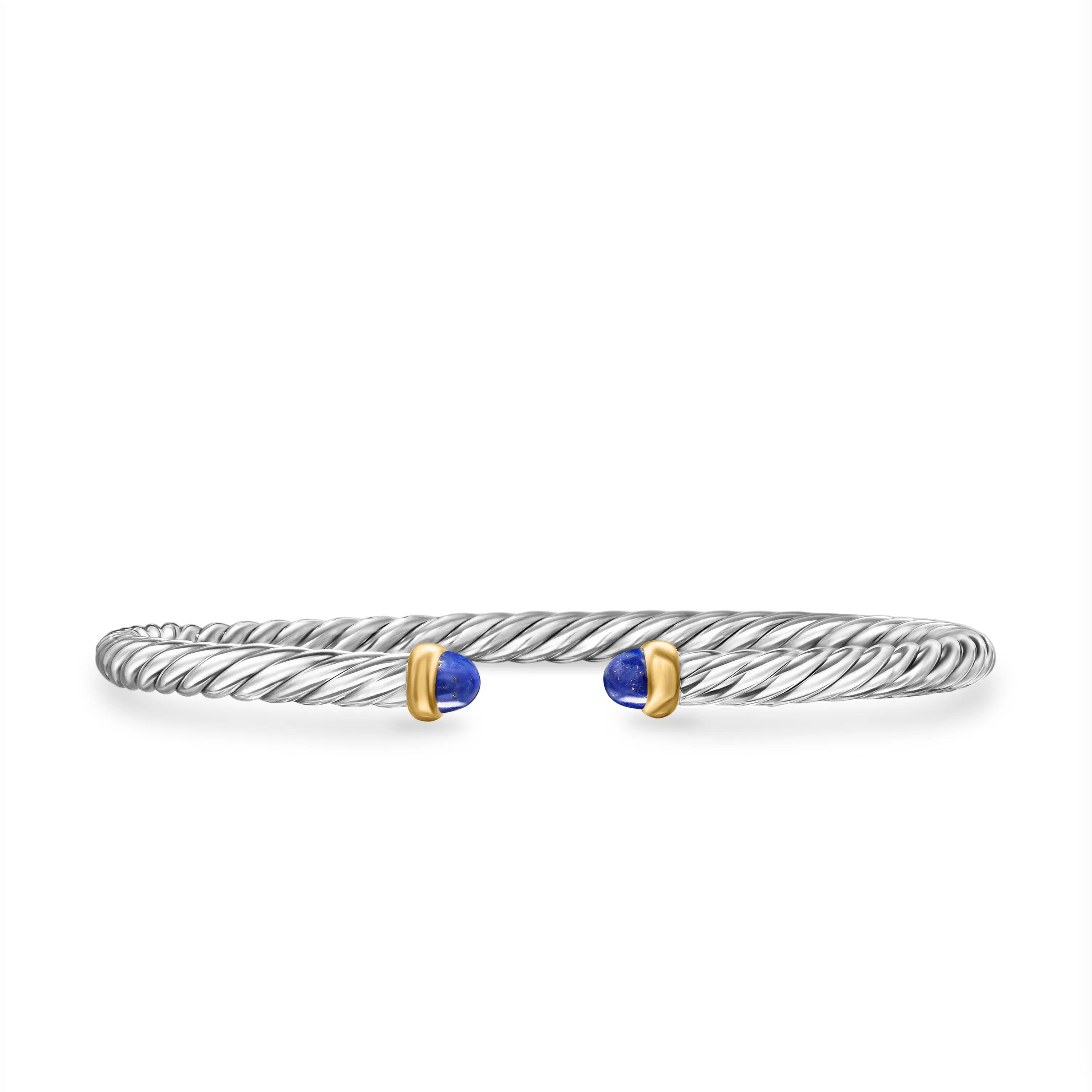 David Yurman Cable Flex Sterling Silver Bracelet with Lapis, Size Large