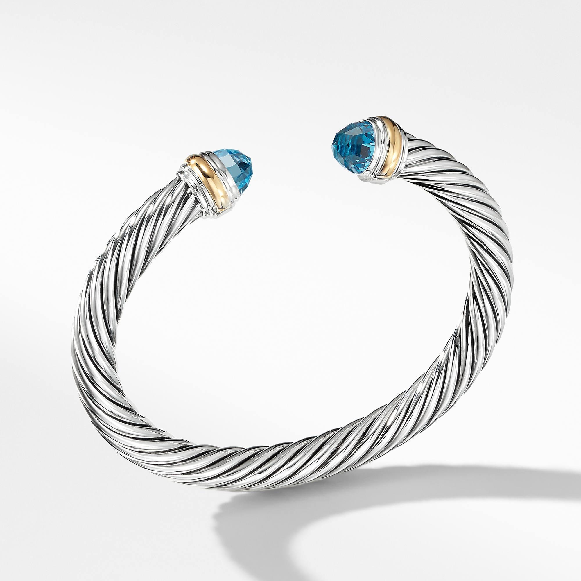 David Yurman Cable Classics Collection Bracelet with Blue Topaz and 14K Gold | Side View
