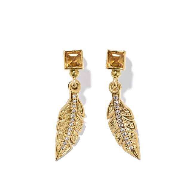 Konstantino Alexandria Collection Gold Falcoon Feather Earrings