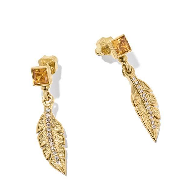 Konstantino Alexandria Collection Gold Falcoon Feather Earrings 3