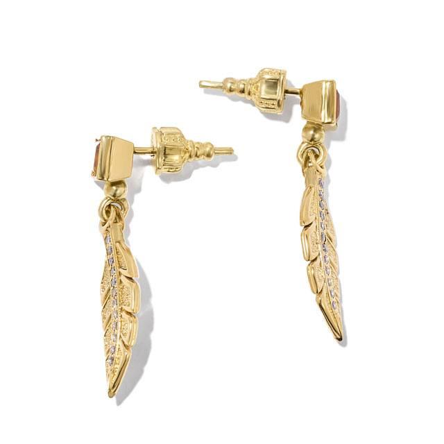 Konstantino Alexandria Collection Gold Falcoon Feather Earrings 2