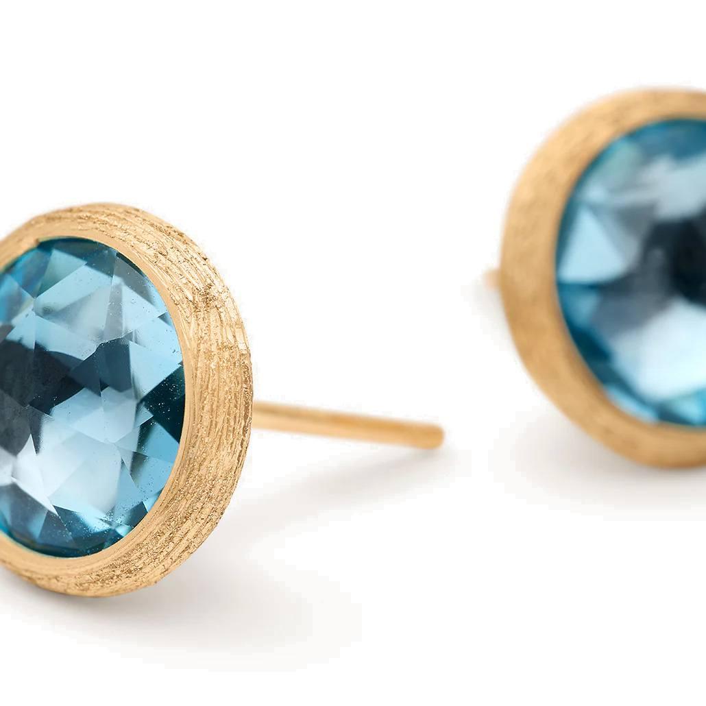 Marco Bicego Yellow Gold Jaipur Round Blue Topaz Post Earrings 2