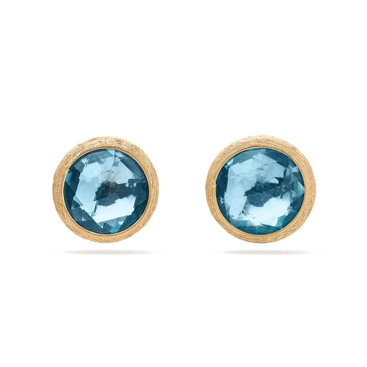Marco Bicego Yellow Gold Jaipur Round Blue Topaz Post Earrings 0