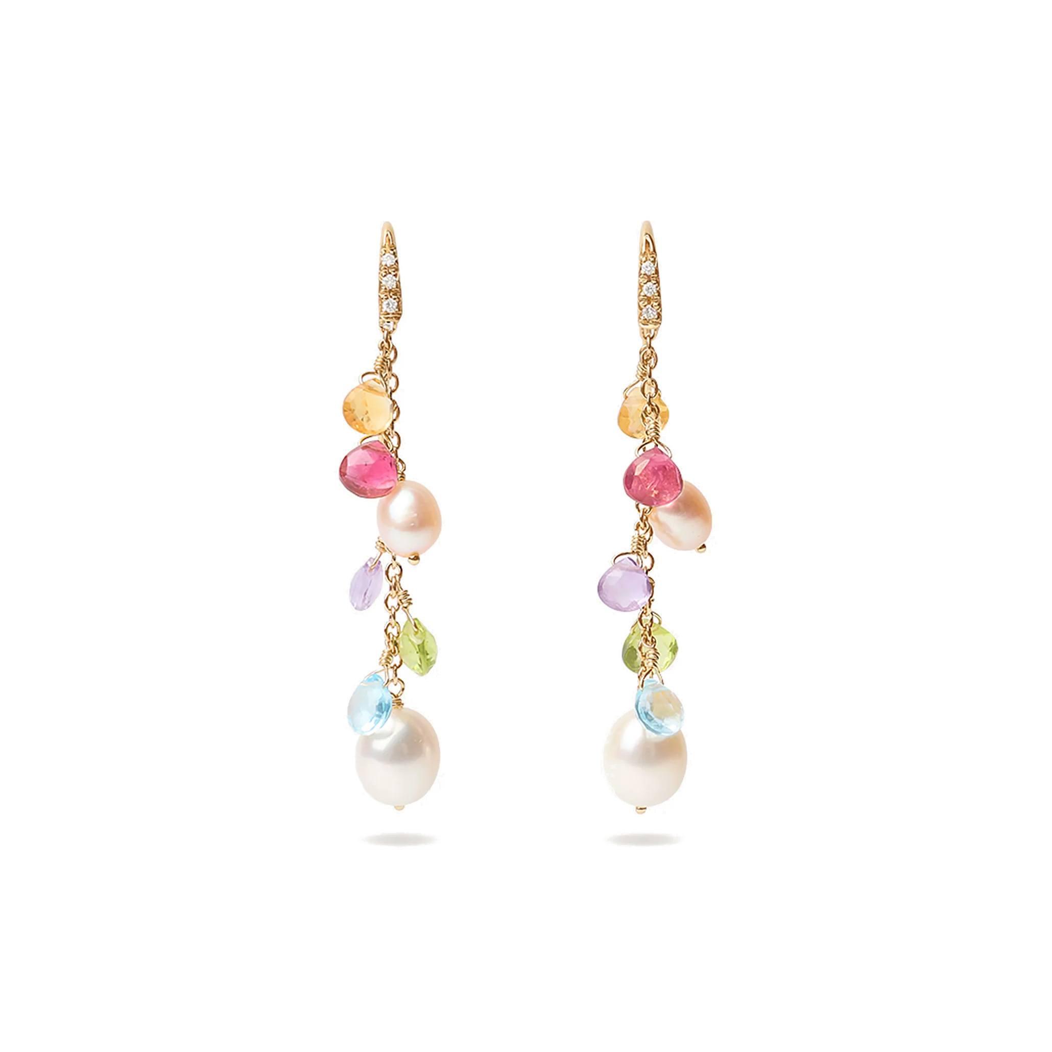 Marco Bicego Paradise Mixed Gemstone and Pearl Medium Drop Earrings 0