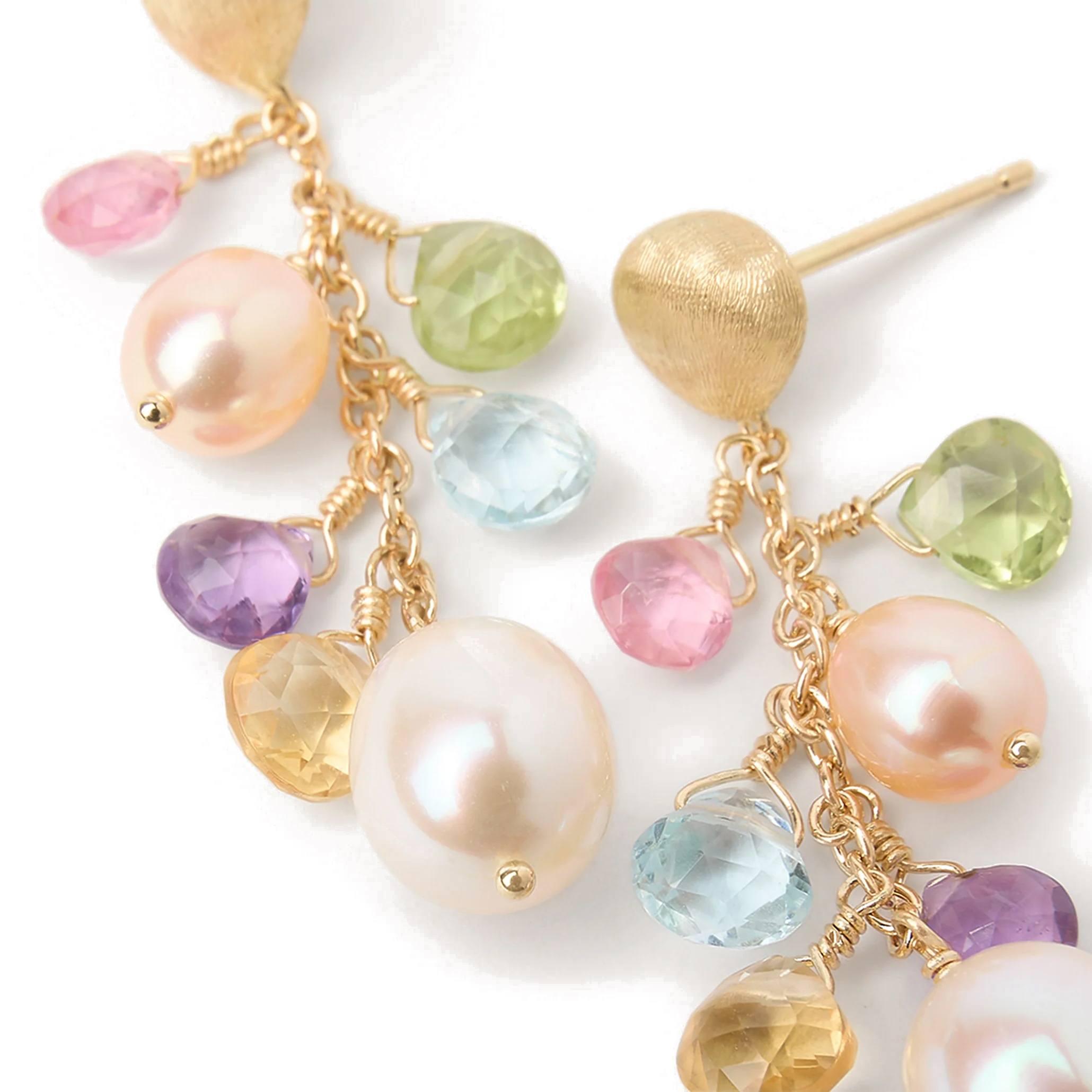 Marco Bicego Paradise Mixed Gemstone and Pearl Short Drop Earrings 3