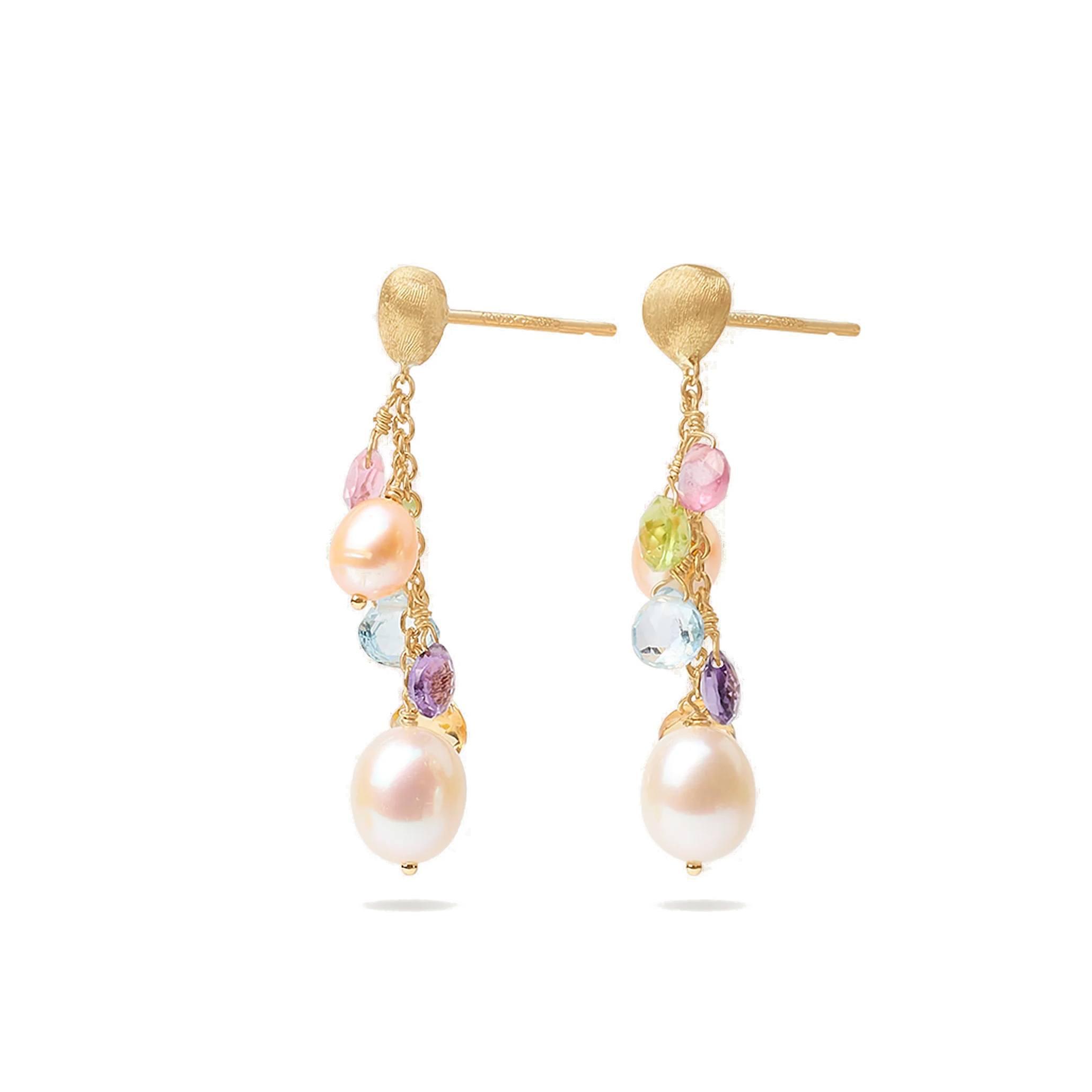 Marco Bicego Paradise Mixed Gemstone and Pearl Short Drop Earrings 2
