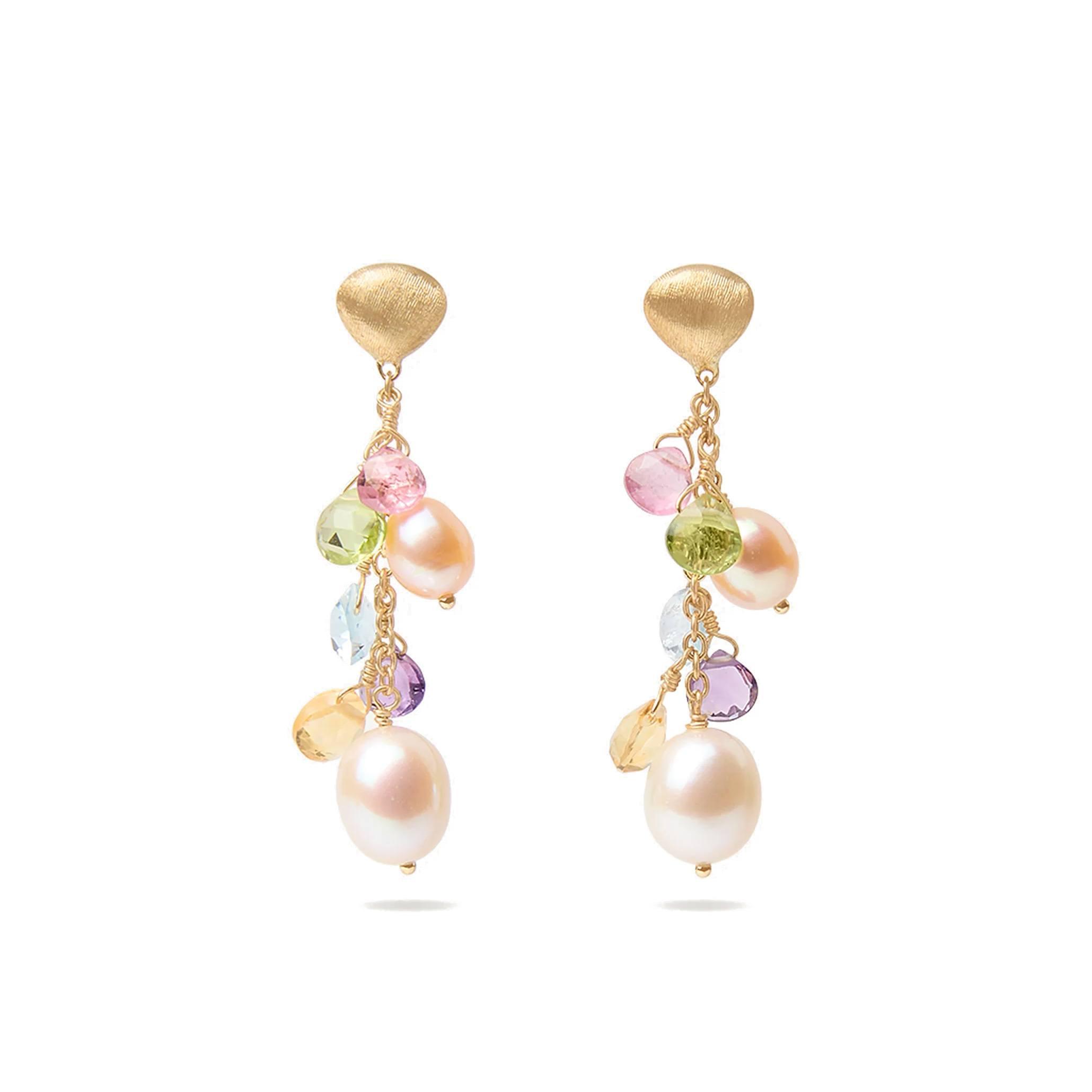 Marco Bicego Paradise Mixed Gemstone and Pearl Short Drop Earrings 0