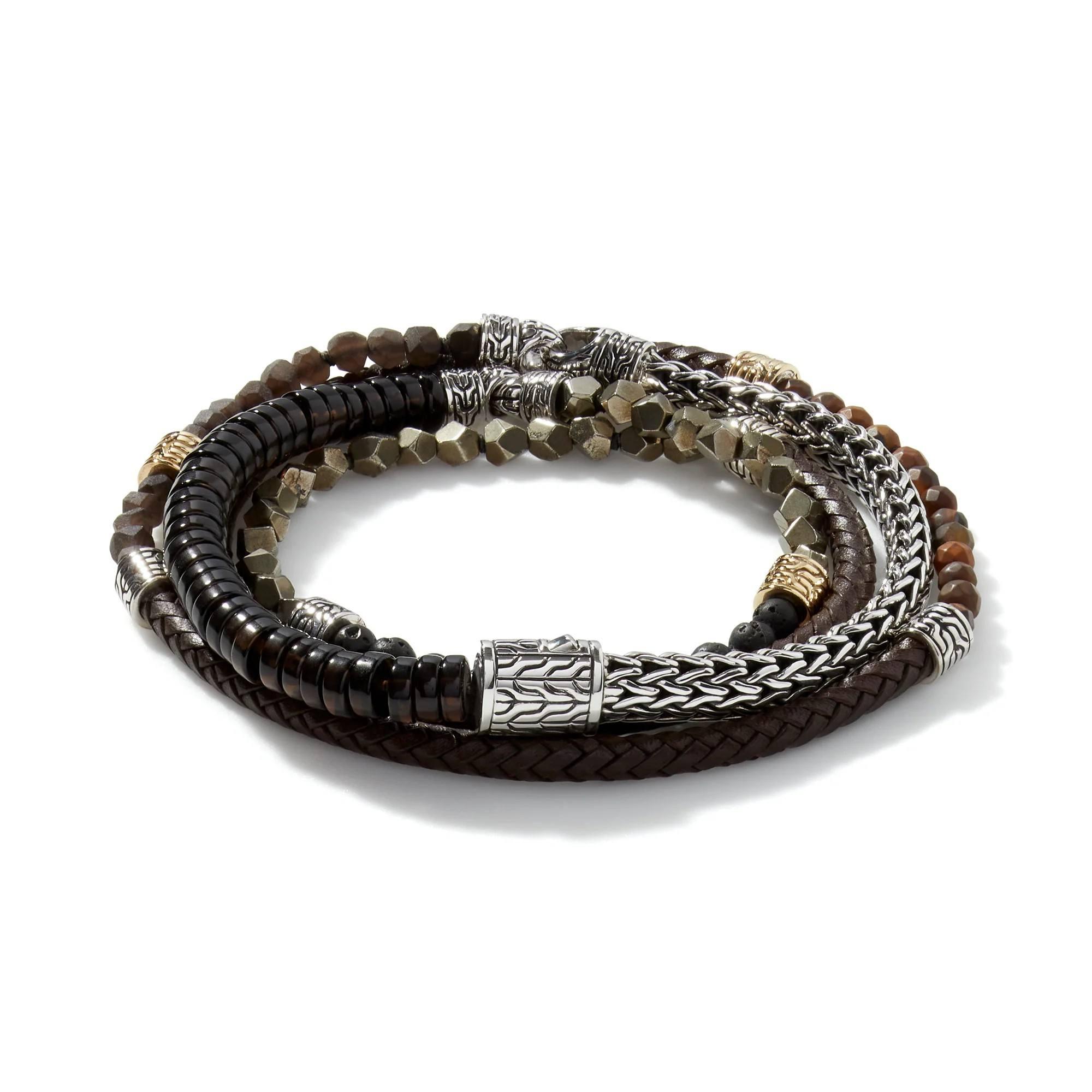 John Hardy Mens Classic Chain and Leather Wrap Bracelet 4