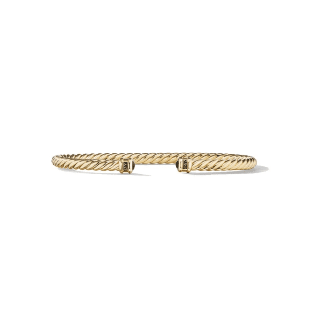 David Yurman Men's Bronx Cable Cuff in 18k Yellow Gold with Black Onyx, size large