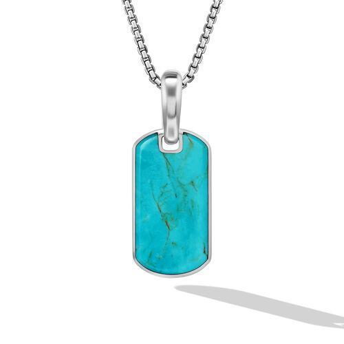 David Yurman Chevron Tag in Sterling Silver with Turquoise