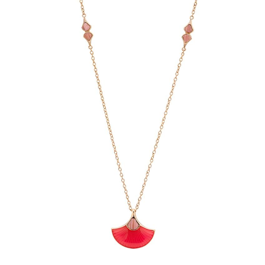 Jan Leslie Pink Opal & Enamel Pendant Necklace 0