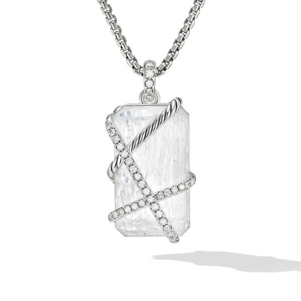 David Yurman Cable Wrap Sterling Silver Amulet with Crystal and Diamonds