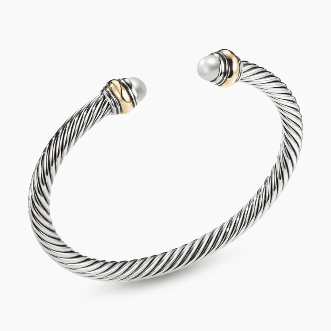 David Yurman Classic Cable Bracelet with Pearls, size large