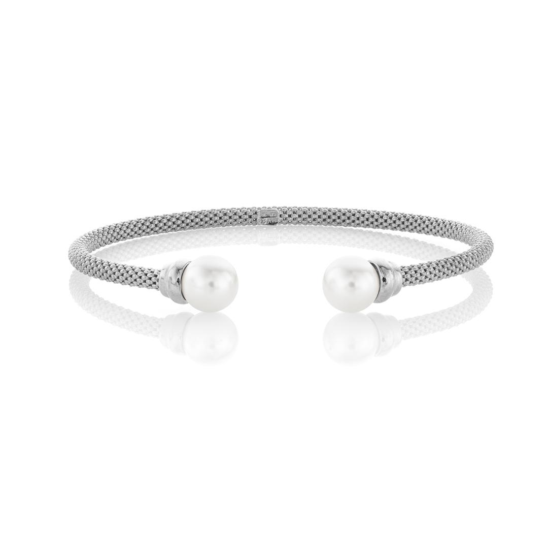 Pearl Tipped Open Cuff Bracelet