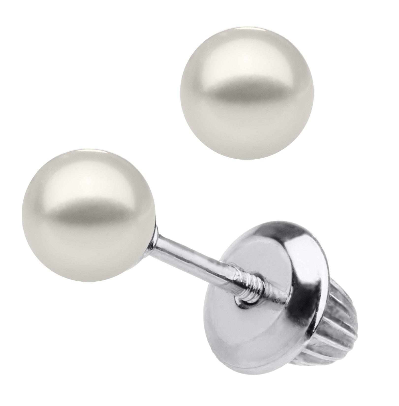 Child's 4mm Pearl White Gold Stud Earrings 1