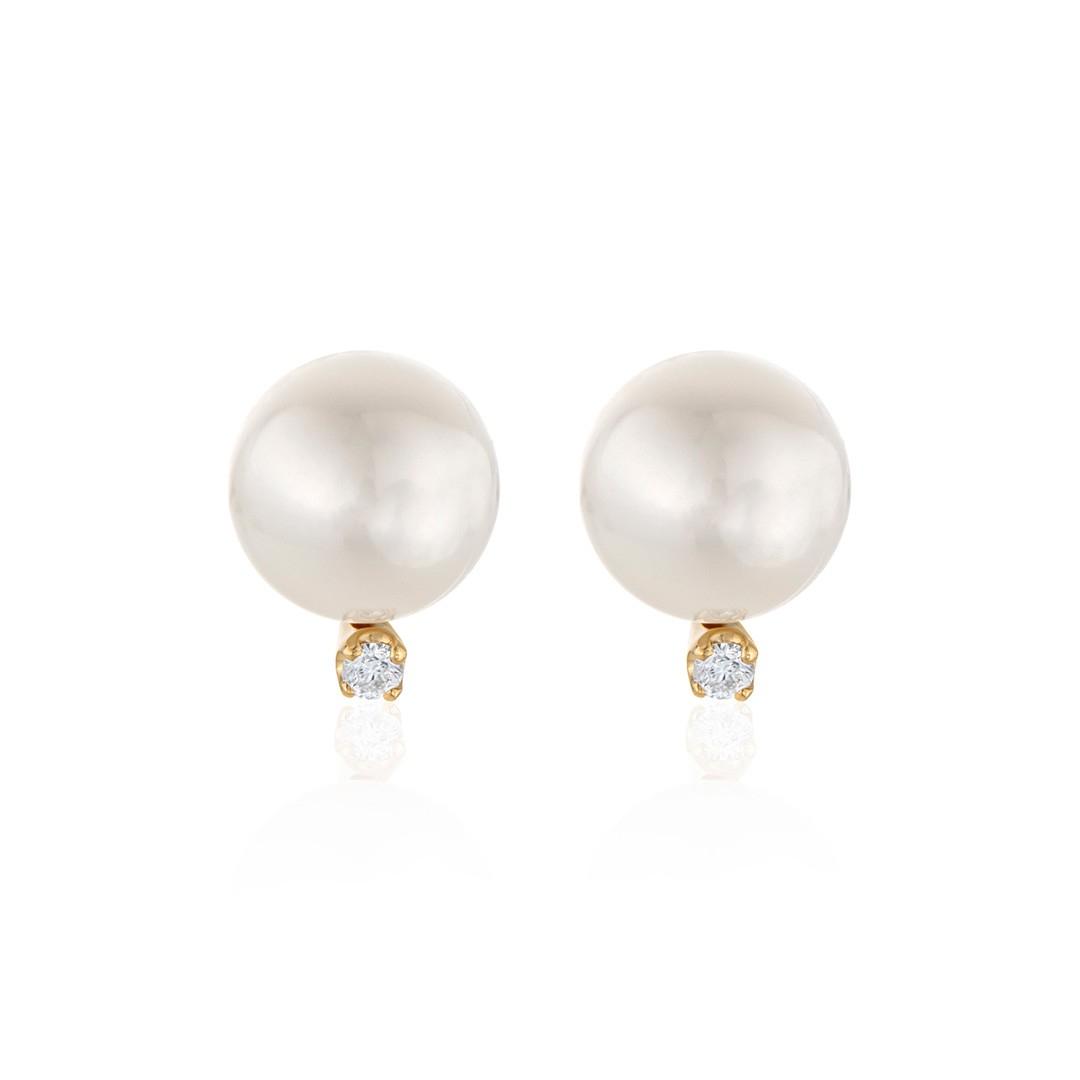 7mm Pearl & Diamond Post Earrings 0