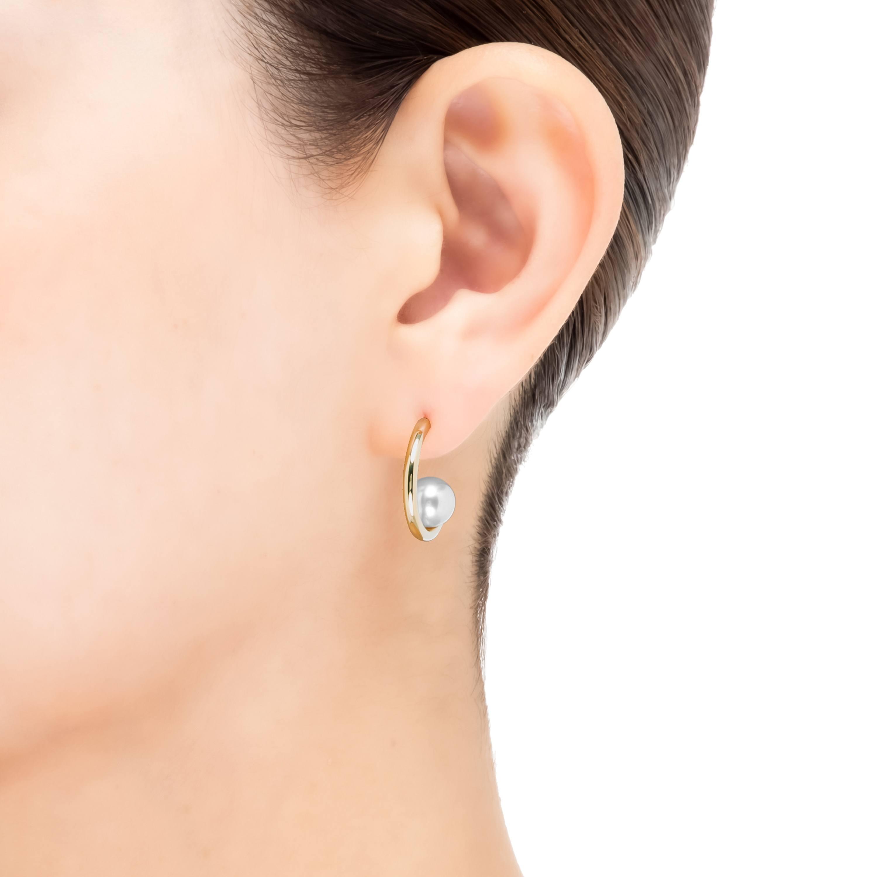 Mikimoto 7.5mm Akoya A+ Pearl Hoop Earrings 1