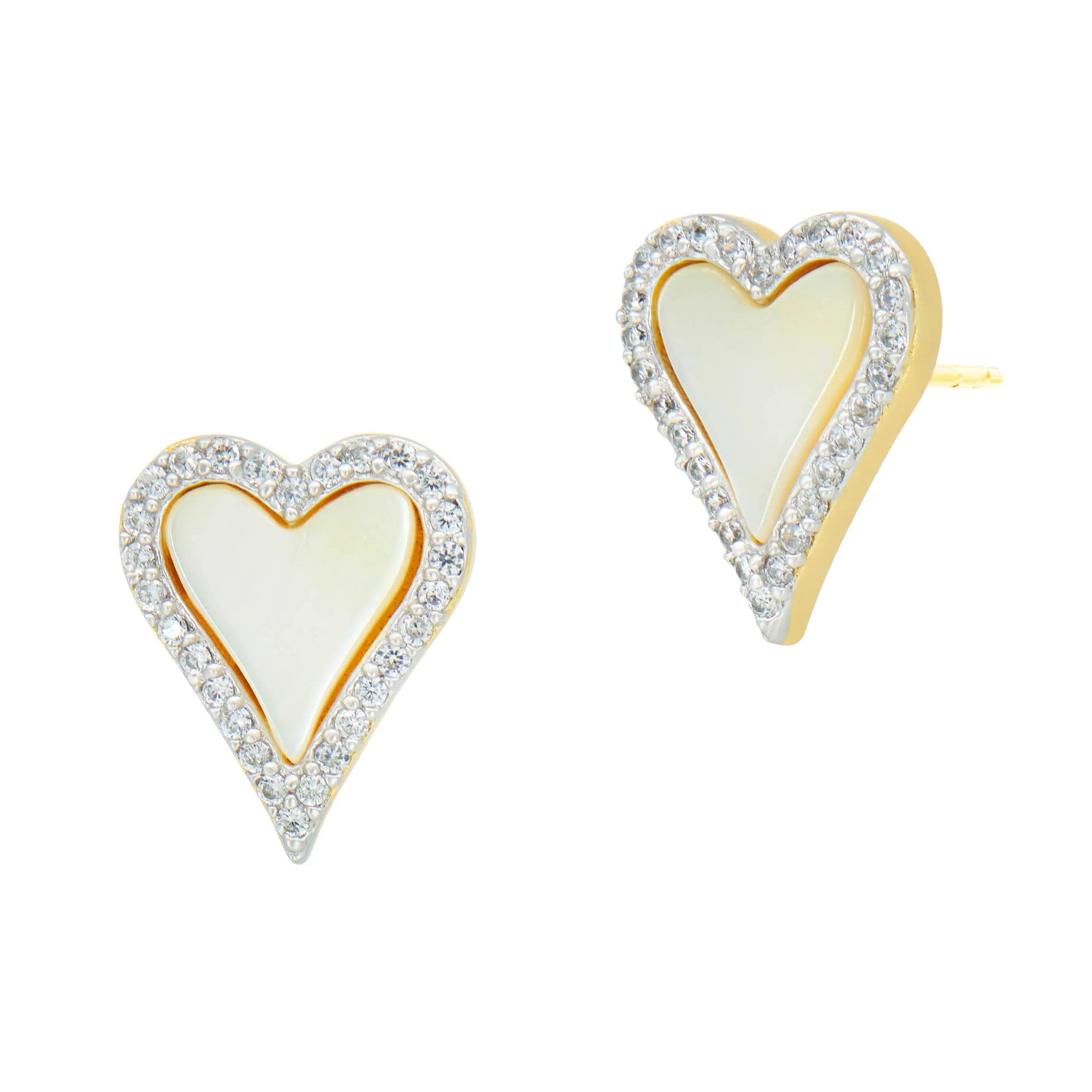 Freida Rothman From the Heart Mother of Pearl Heart Stud Earrings
