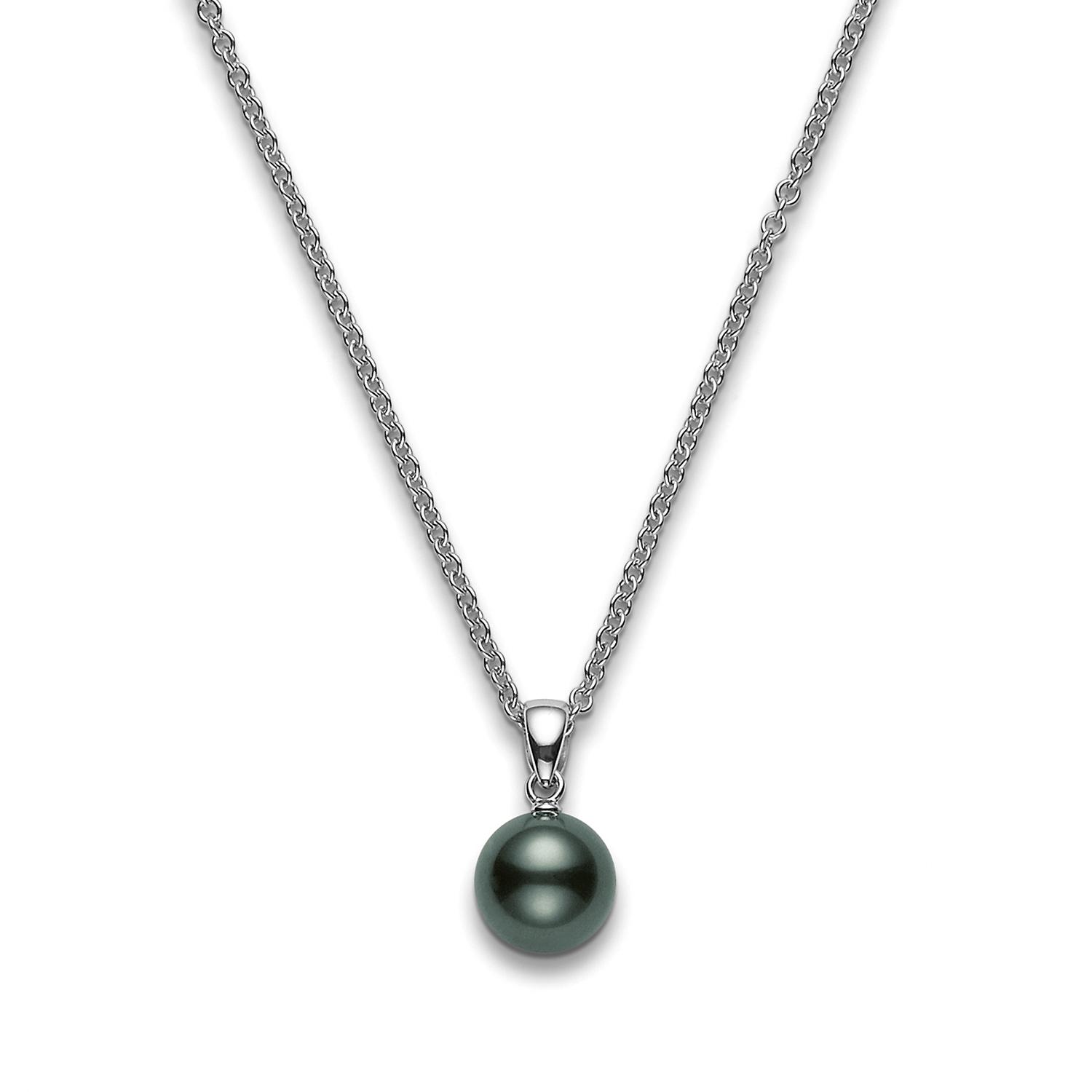Mikimoto 8mm A Black South Sea Pearl Pendant Necklace