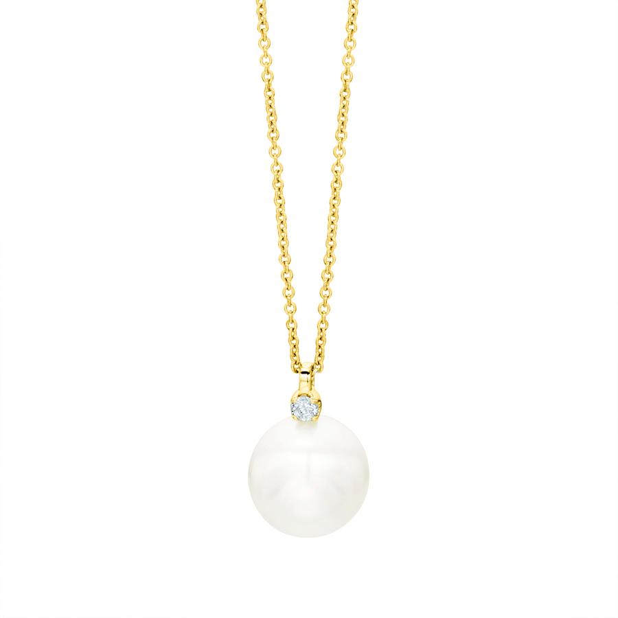 9mm Pearl & Diamond Pendant Necklace 0