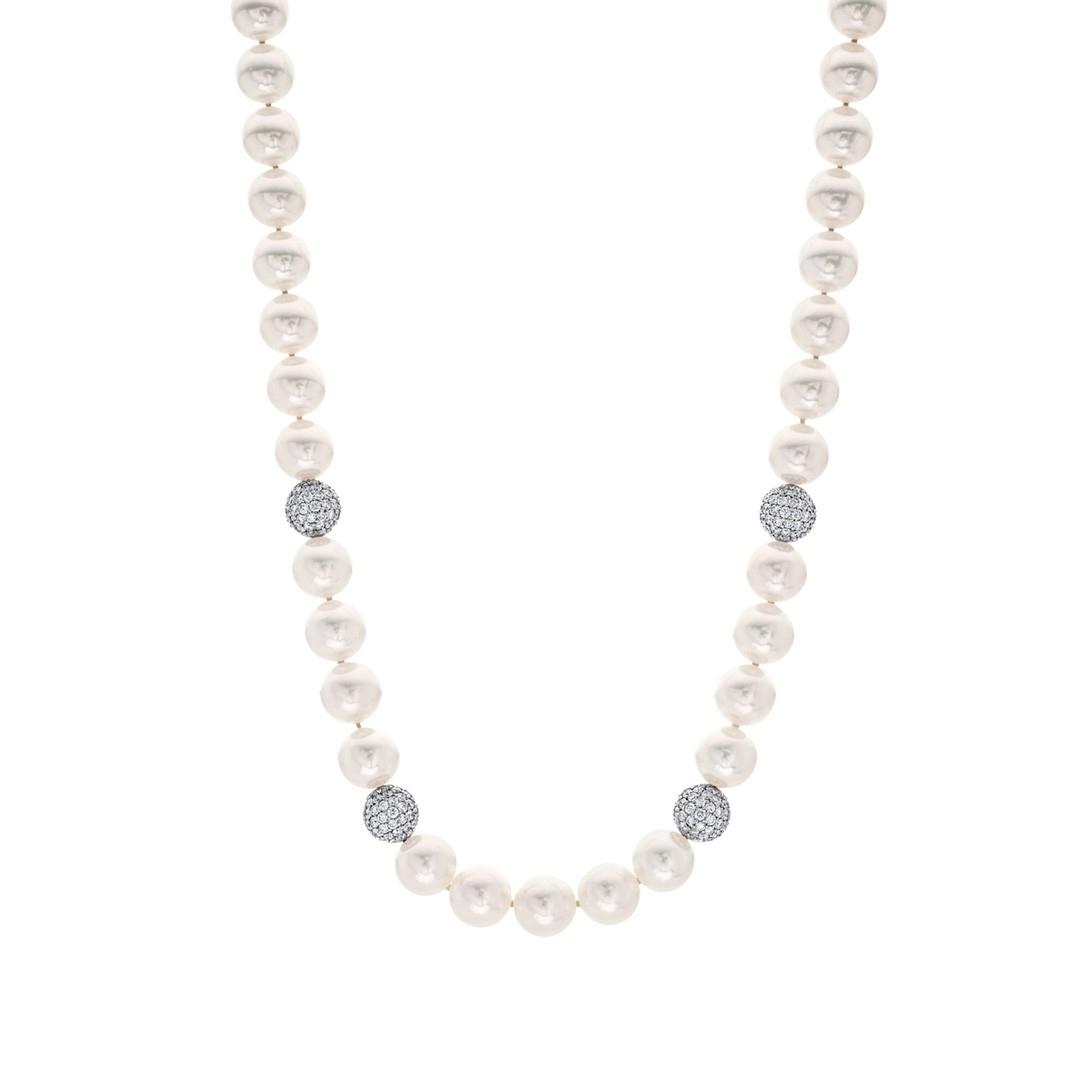 Mikimoto Diamond and Akoya Pearl Strand Necklace 0