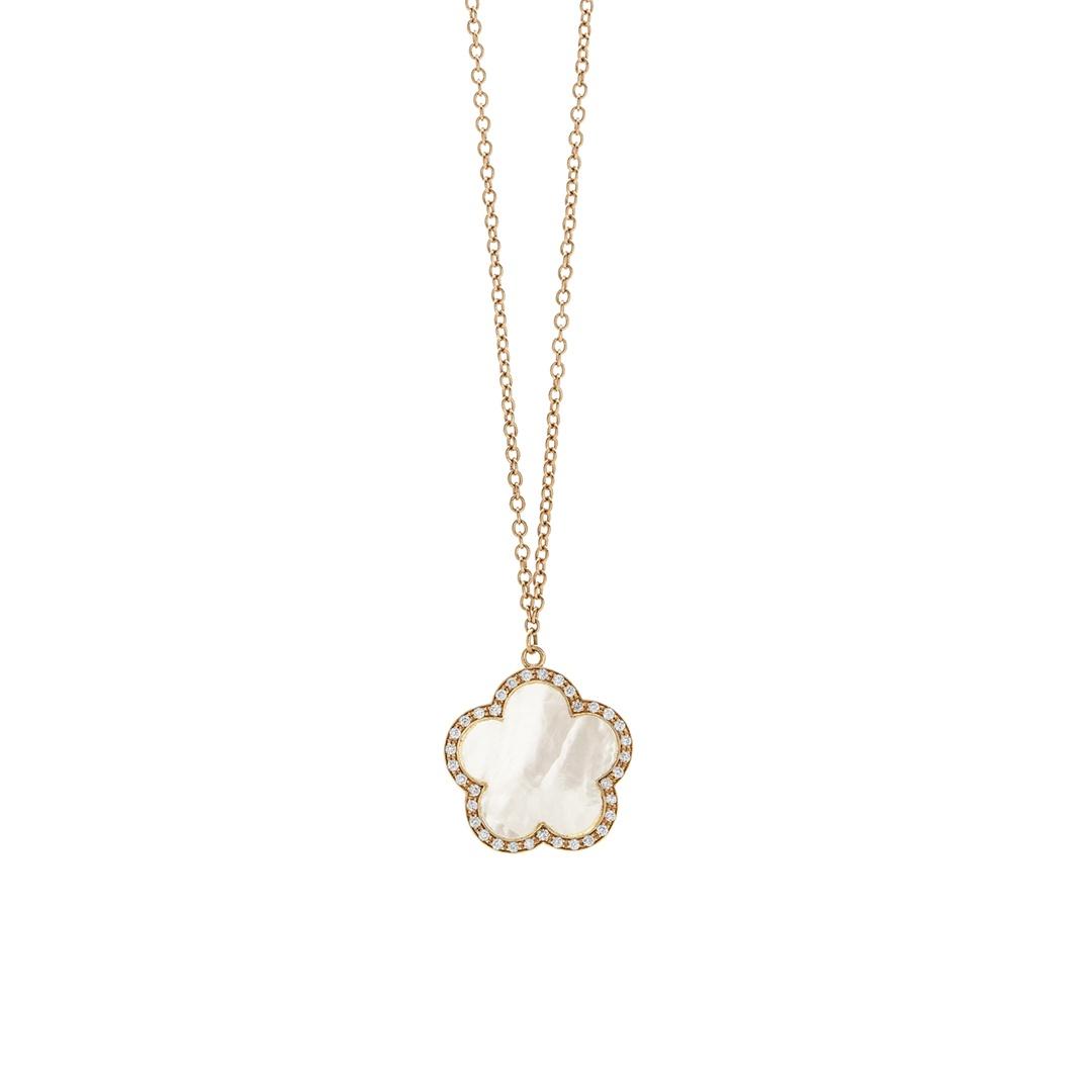 Mother of Pearl Floral Pendant Necklace 0