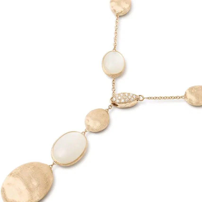 Marco Bicego Siviglia Collection 18K Yellow Gold and Mother of Pearl Lariat Necklace with Adjustable Diamond Clasp 2
