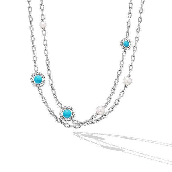 David Yurman Pearl Classics Station Chain Necklace in Sterling Silver with Turquoise 0