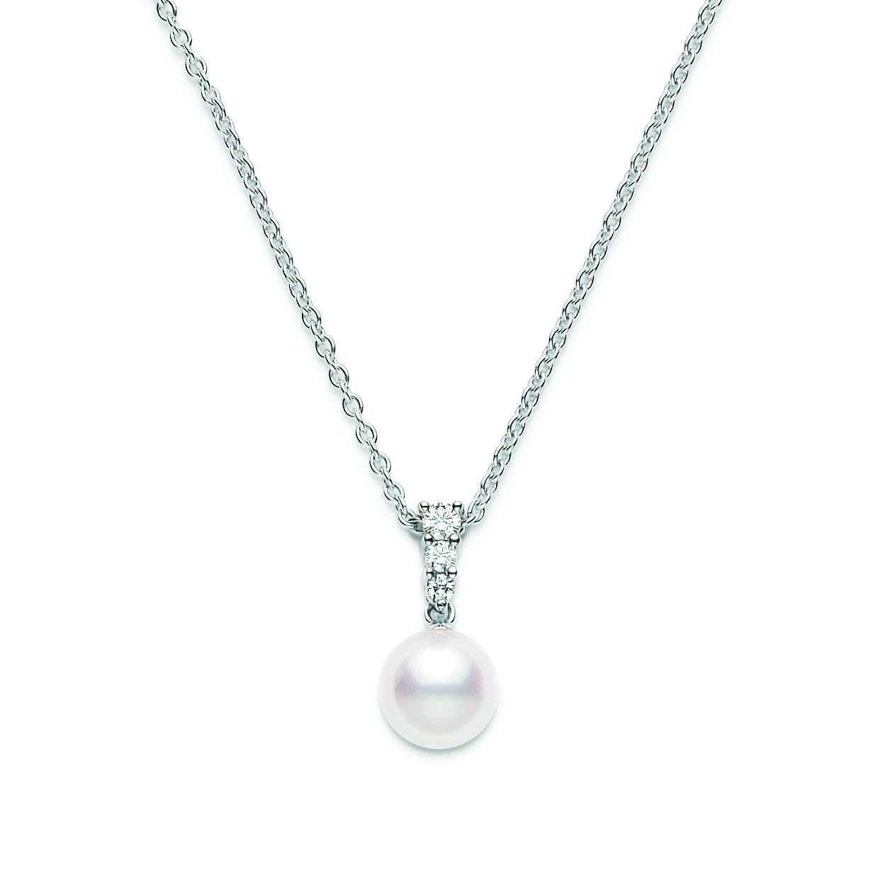 Mikimoto Morning Dew 8mm Akoya Cultured Pearl Necklace with Diamonds