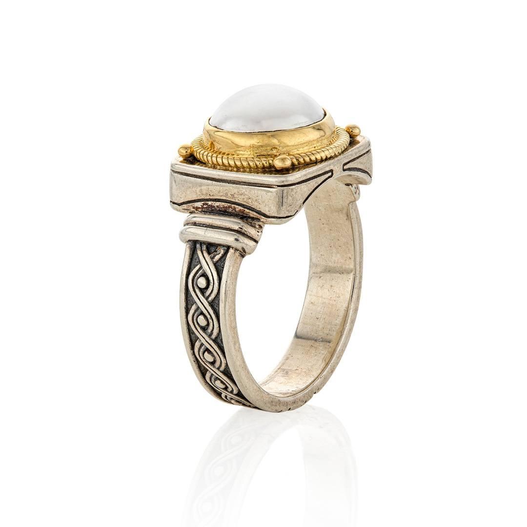 Konstantino Silver & Yellow Gold Pearl Ring 1