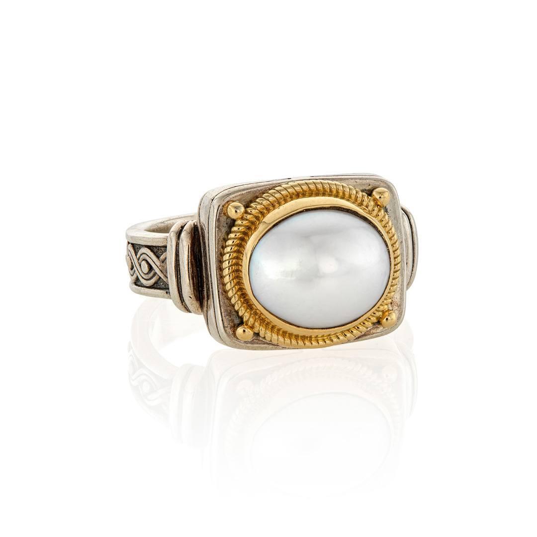 Konstantino Silver & Yellow Gold Pearl Ring 0