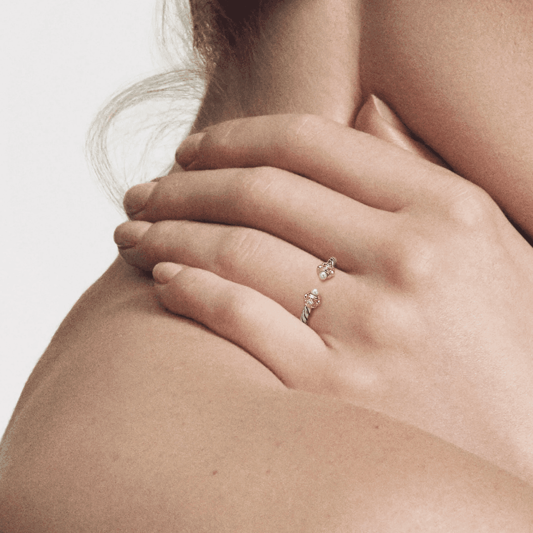 David Yurman Renaissance Ring with Pearl Tips, size 6 1