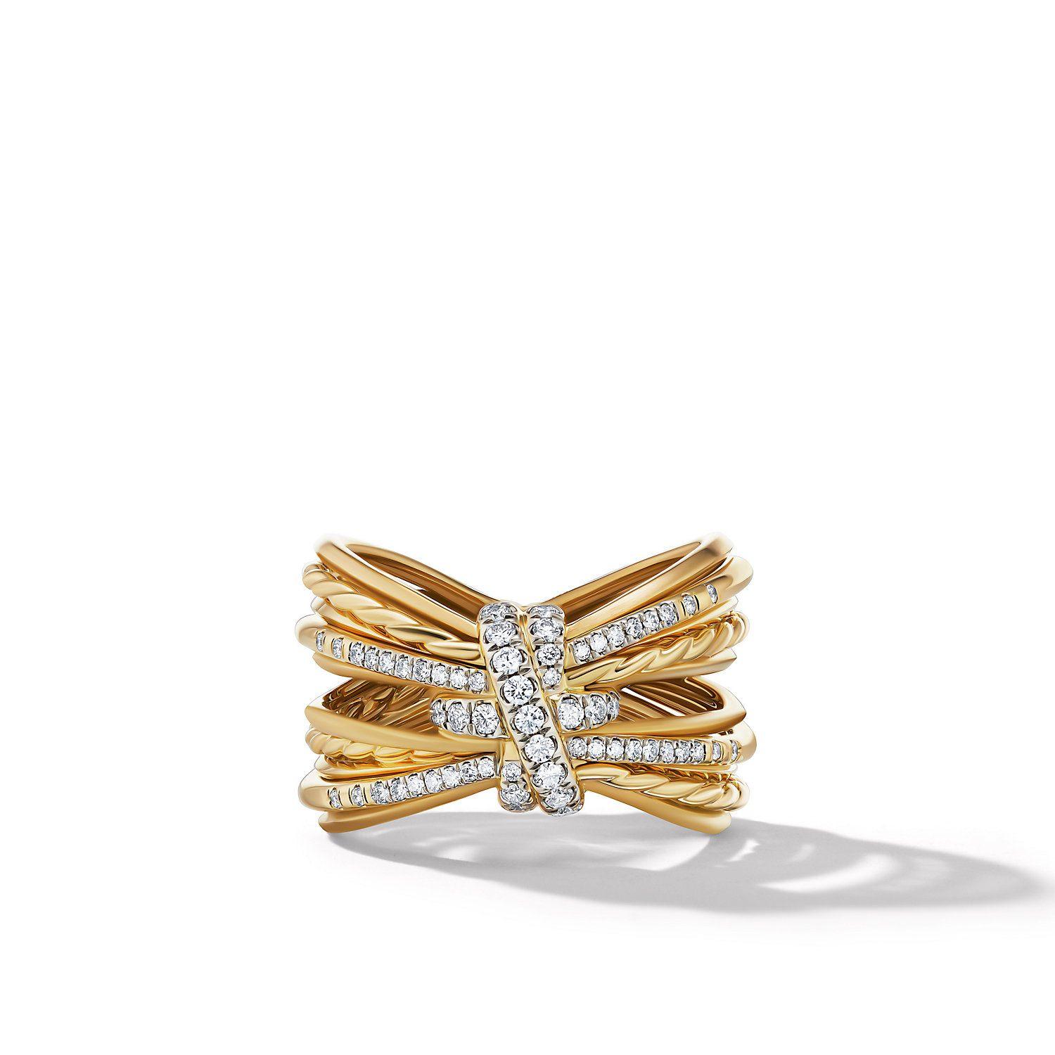 David Yurman Angelika Four Point Ring with Diamonds, size 7 1