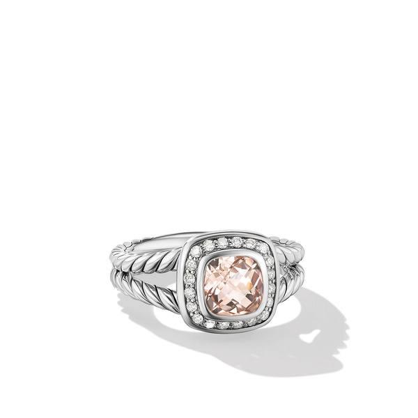 David Yurman Petite Albion Ring with Morganite and Diamonds, size 7