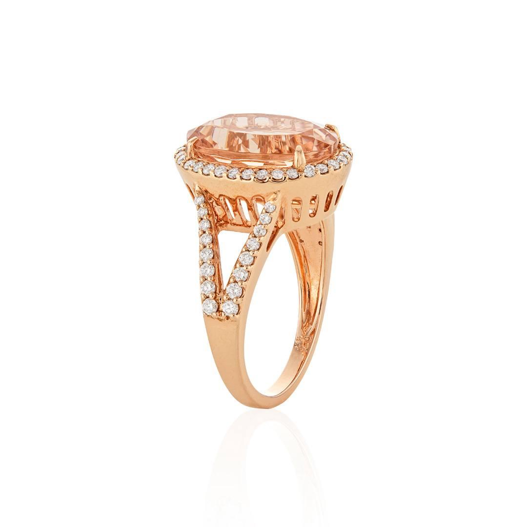 5.72 CT Oval Morganite Ring with Diamonds in Rose Gold 1