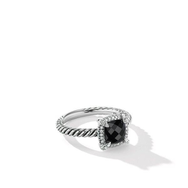 David Yurman Petite Chatelaine Ring with Black Onyx and Diamonds, size 6.5