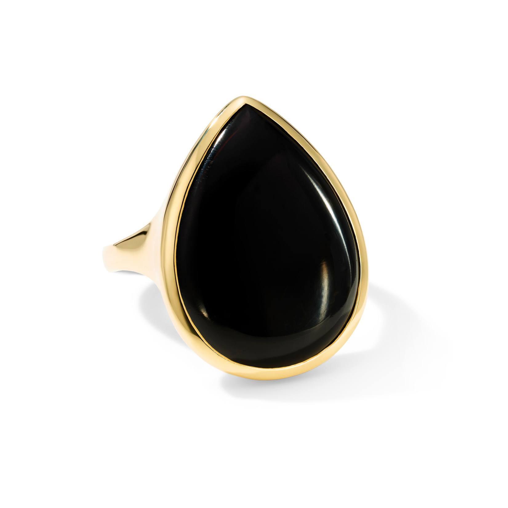 Ippolita Polished Rock Candy Medium 18k Gold Teardrop Black Onyx Ring