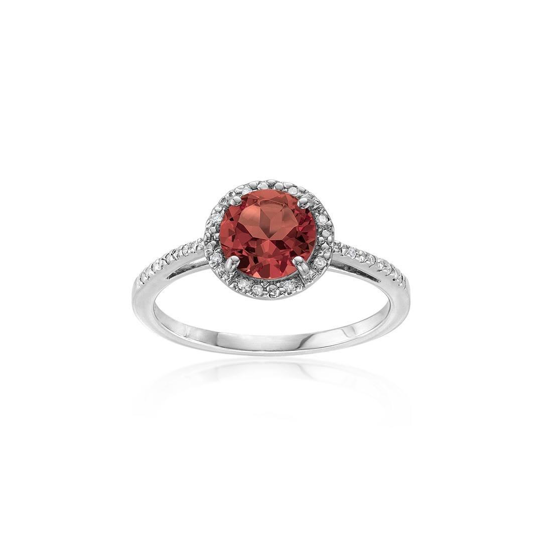 Sterling Silver Gemstone and Diamond Halo Ring