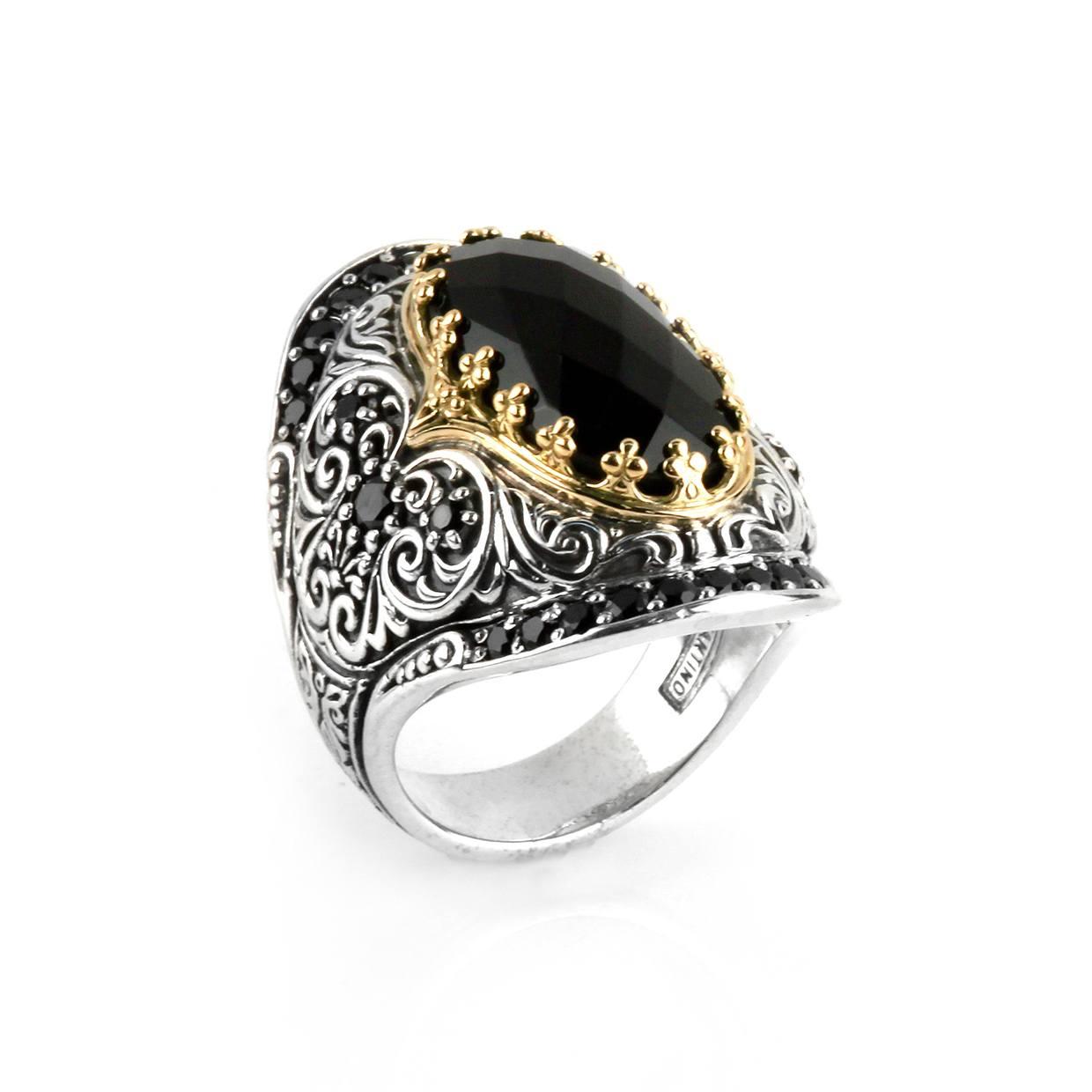 Konstantino Sterling Silver & Yellow Gold Oval Black Onyx Ring 0