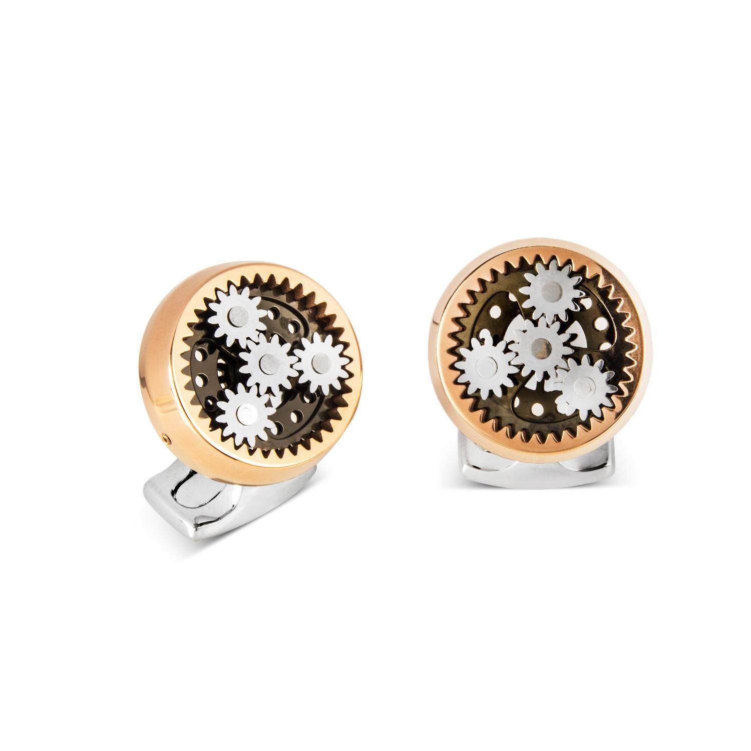 Sun and Planet Gear Cuff Links in Rose Gold