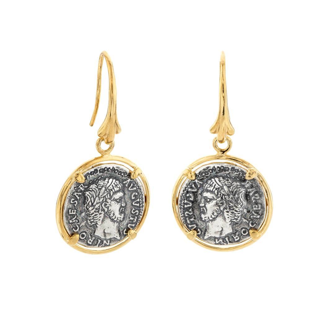 Yellow Gold Plated Sterling Silver Replica Coin Earrings