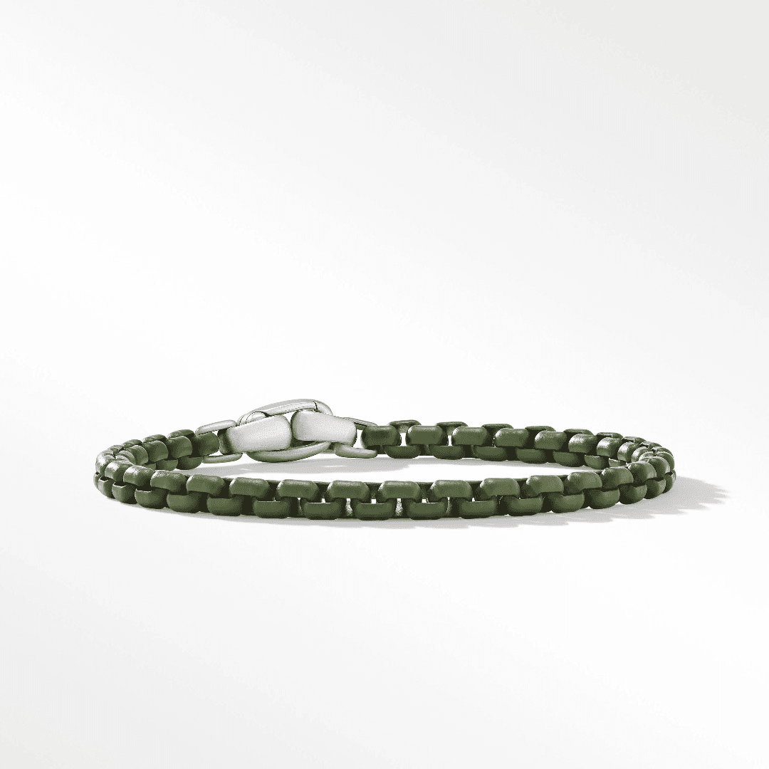 David Yurman Men's Box Chain Bracelet in Green, size medium